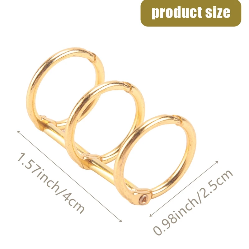 20Pcs 3 Ring Gold Book Rings Leaf Binders Office Book Rings Snap Split Hinged With 20 Mm Inner Diameter Gold Book Rings-N38R