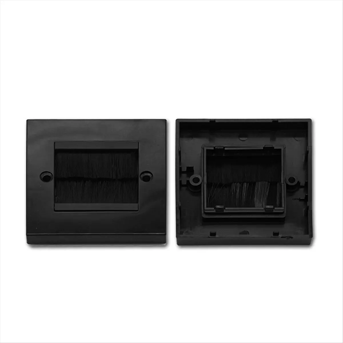 RANA 2 uds cepillo al ras placa de pared cepillo individual 1 entrada Cable de salida de pared placa de entrada placa frontal de montaje ordenada placa de pared negro