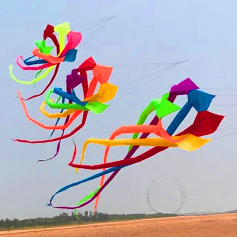 

6m Rainbow 3D Rotating Hanger Kite Spinning Tail Windproof Large Soft Kite Easy To Fly Tear Resistant Nylon for Outdoor Flight