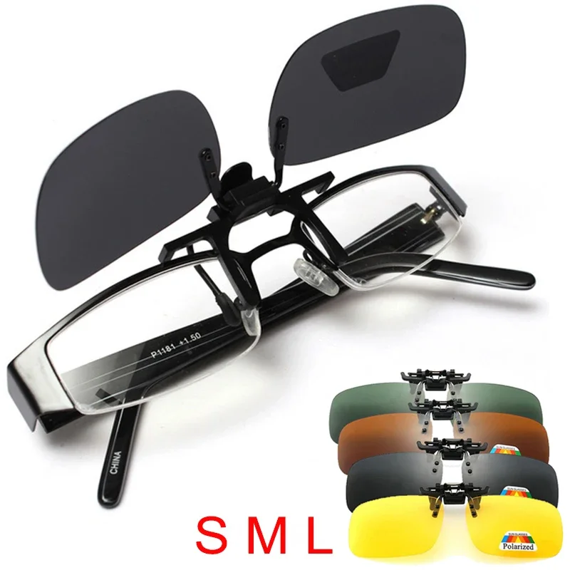 Fishing Pilot Night Driving Lens Glasses Clip on Polarized Sunglasses Clip on For Men Women Myopia Eyeglasses Square Sun Glasses