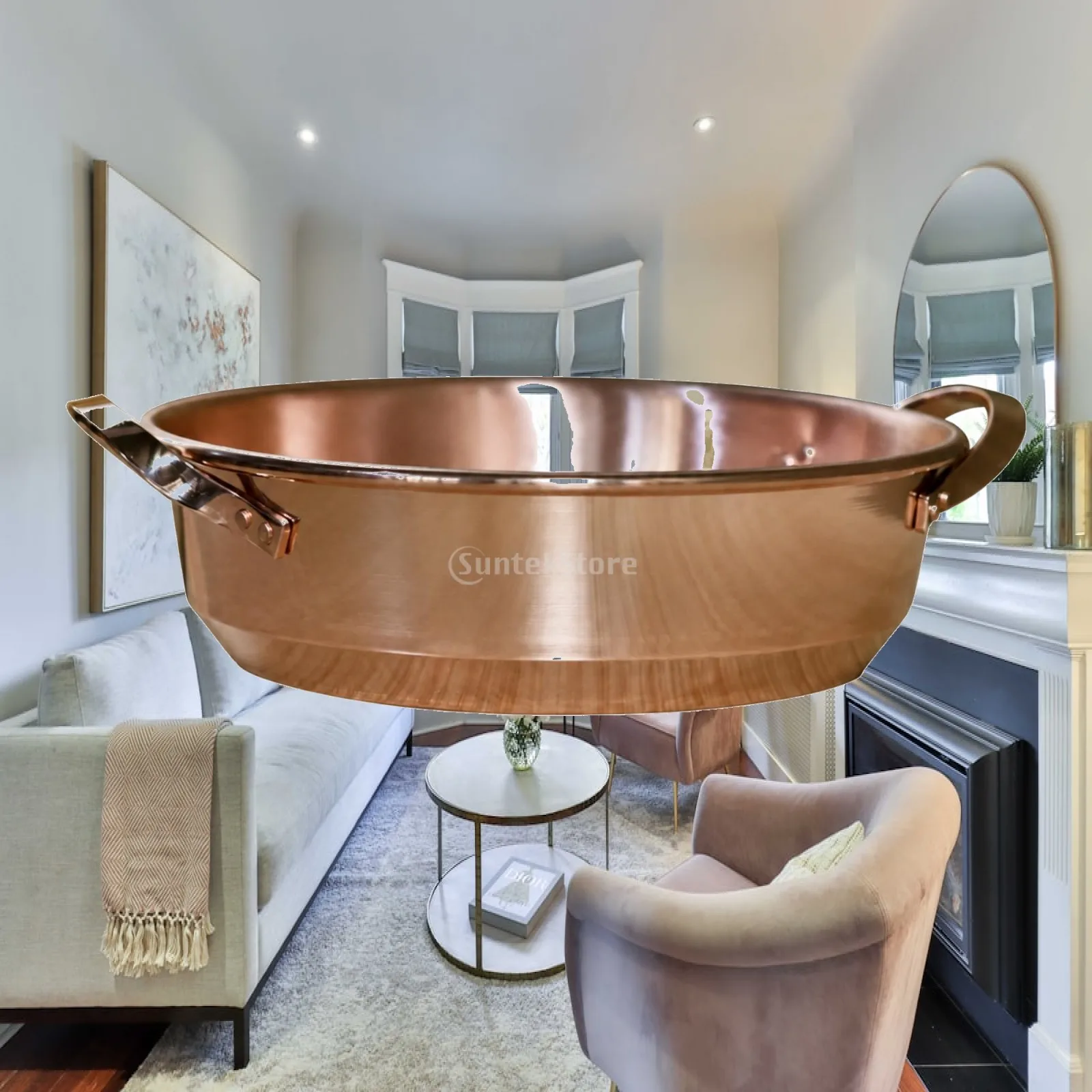 Hot Pot Cooking Vessel Purple Copper with Lid for Simmering Boiling for Home Kitchen Use