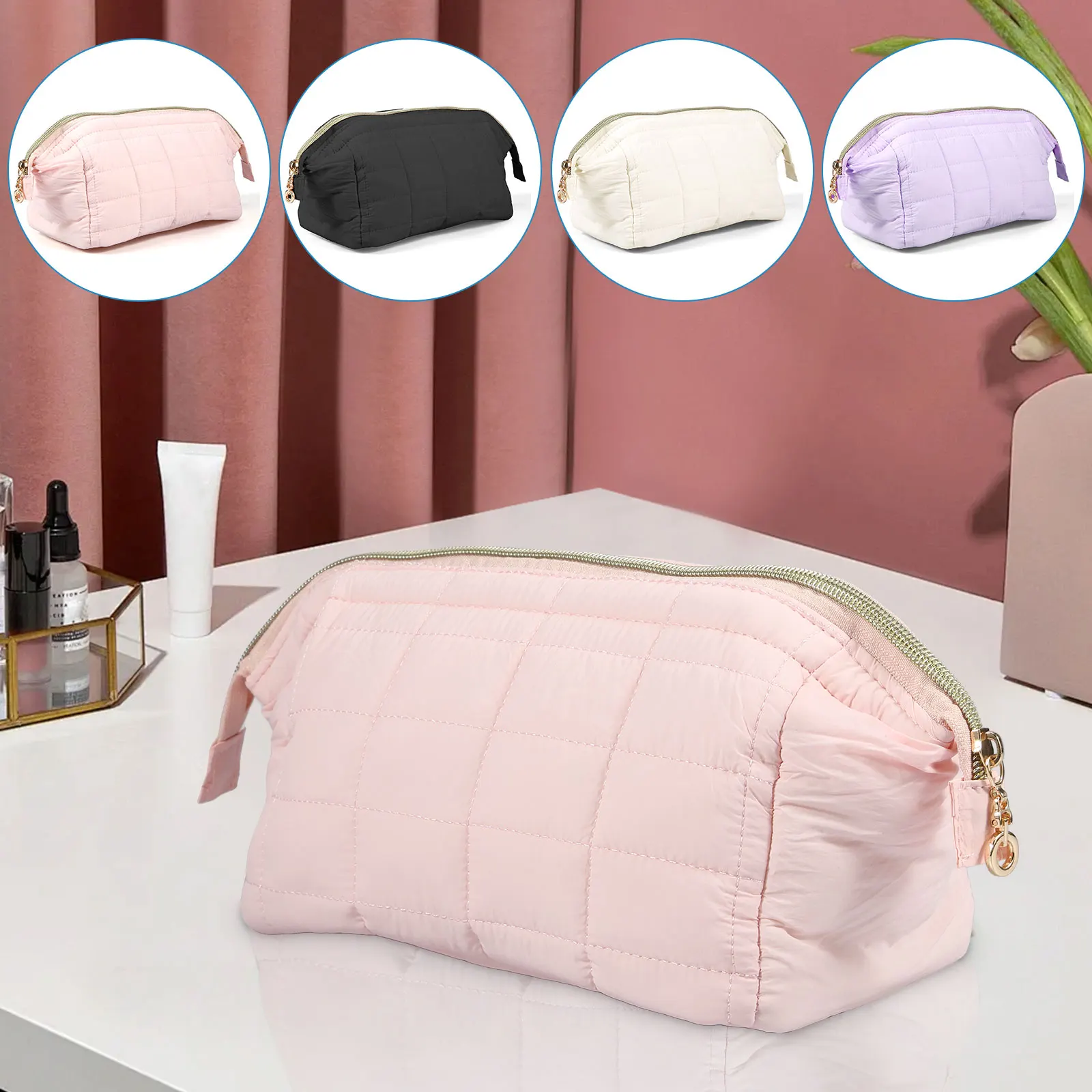 Makeup Bags Large Capacity Travel Cosmetic Bag Lightweight Toiletry Travel Bag with 3 Inner Pockets Multipurpose Makeup Pouch