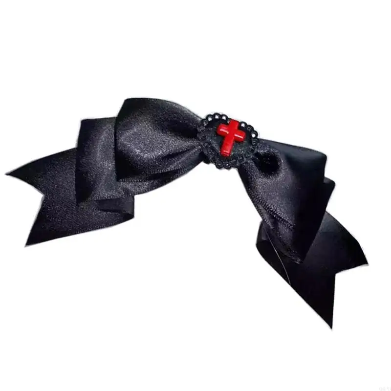 1 pezzo comodo e sicuro con fiocchi a forma cuore nero per capelli, per cosplay, per donne che amano accessori in stile