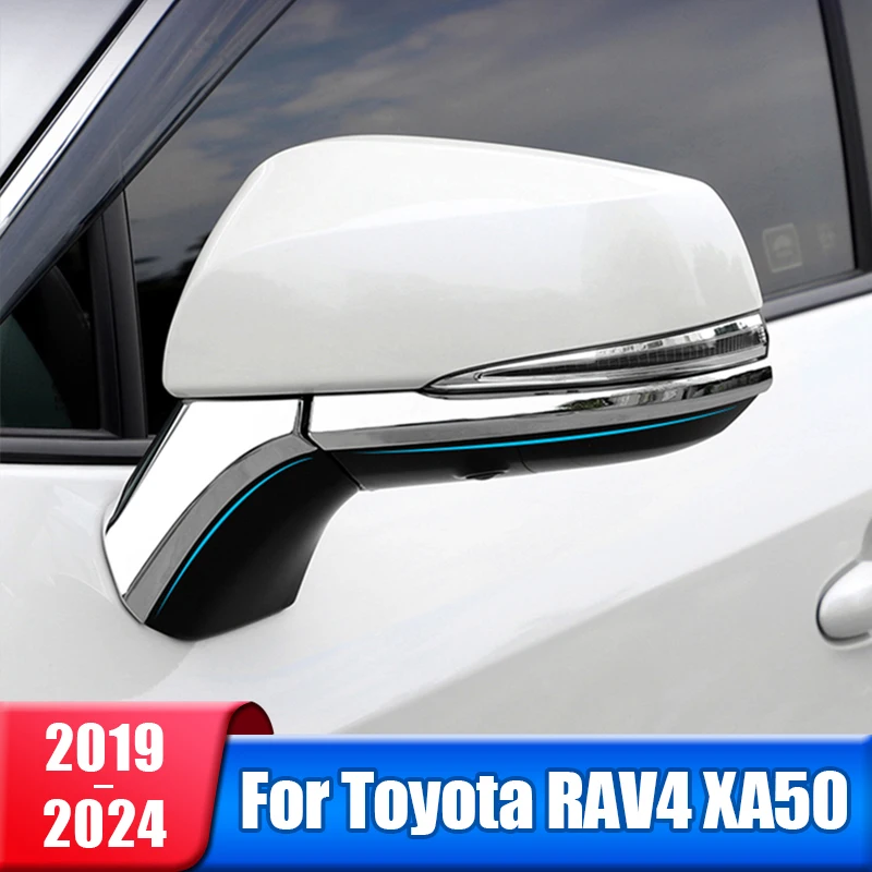 

Car Rearview Mirrors Cover Trim Strip Sticker For Toyota RAV4 XA50 2019 2020 2021 2022 2023 2024 RAV 4 XA 50 Hybrid Accessories