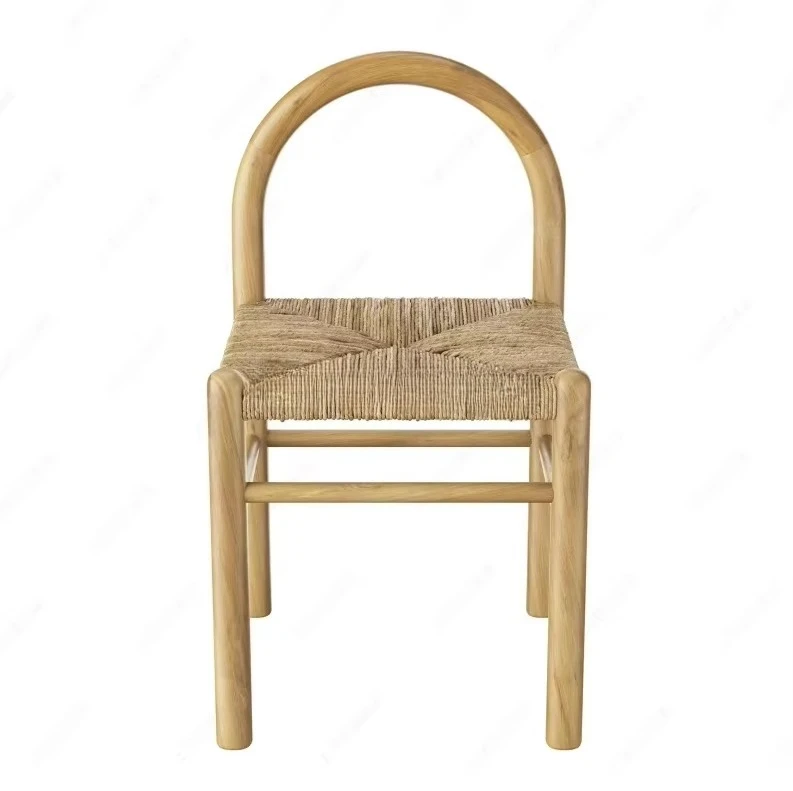 *Modern Simple Wabi-sabi Grass Vine Chair Designer Art Solid Wood Weaving Vine Dining Chair Desk and Chair
