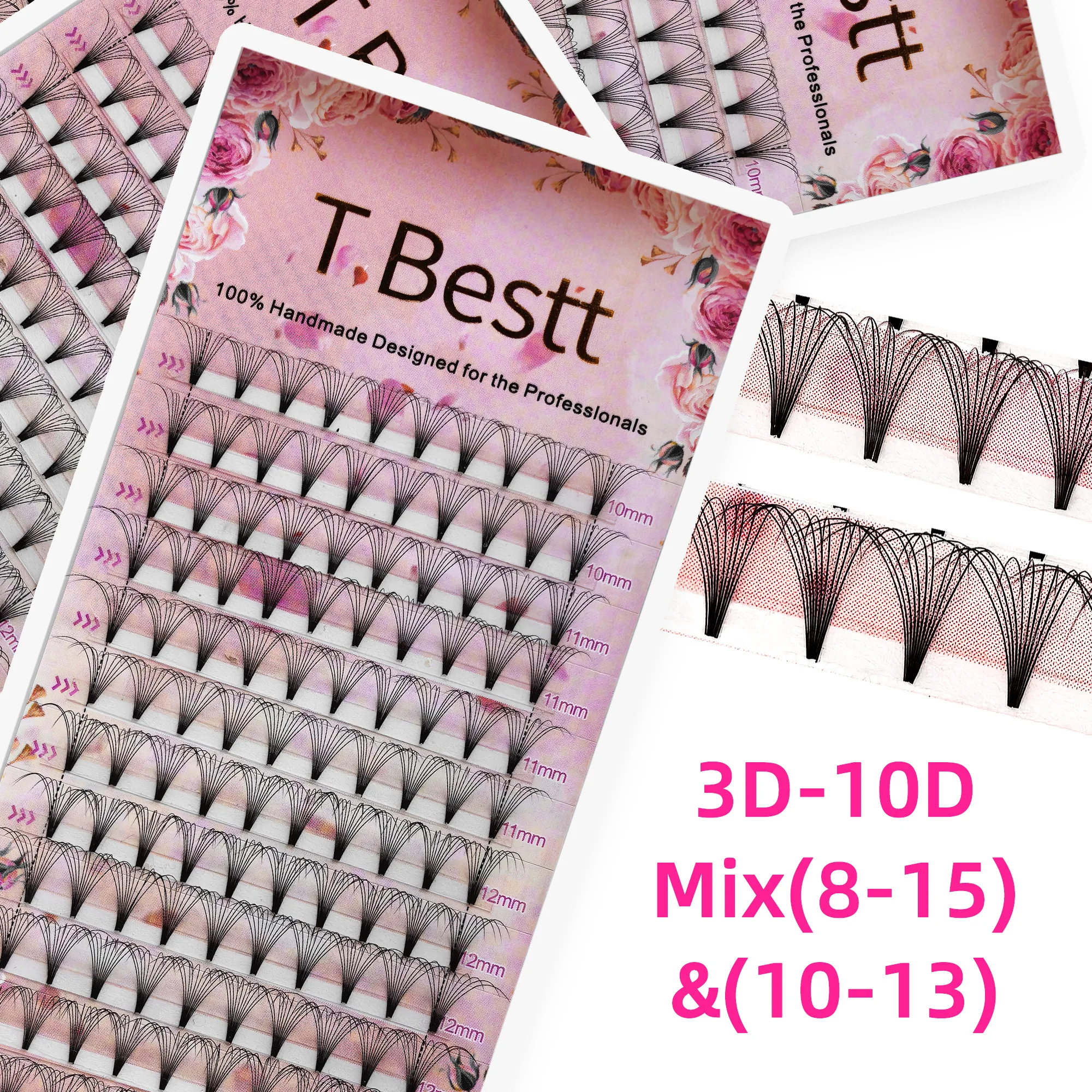 Tbestt Premade Volume Fans Short Stem Russian Volume Eyelash Extensions 3D 6D 10D Faux Mink Short Stem Volume Lashes