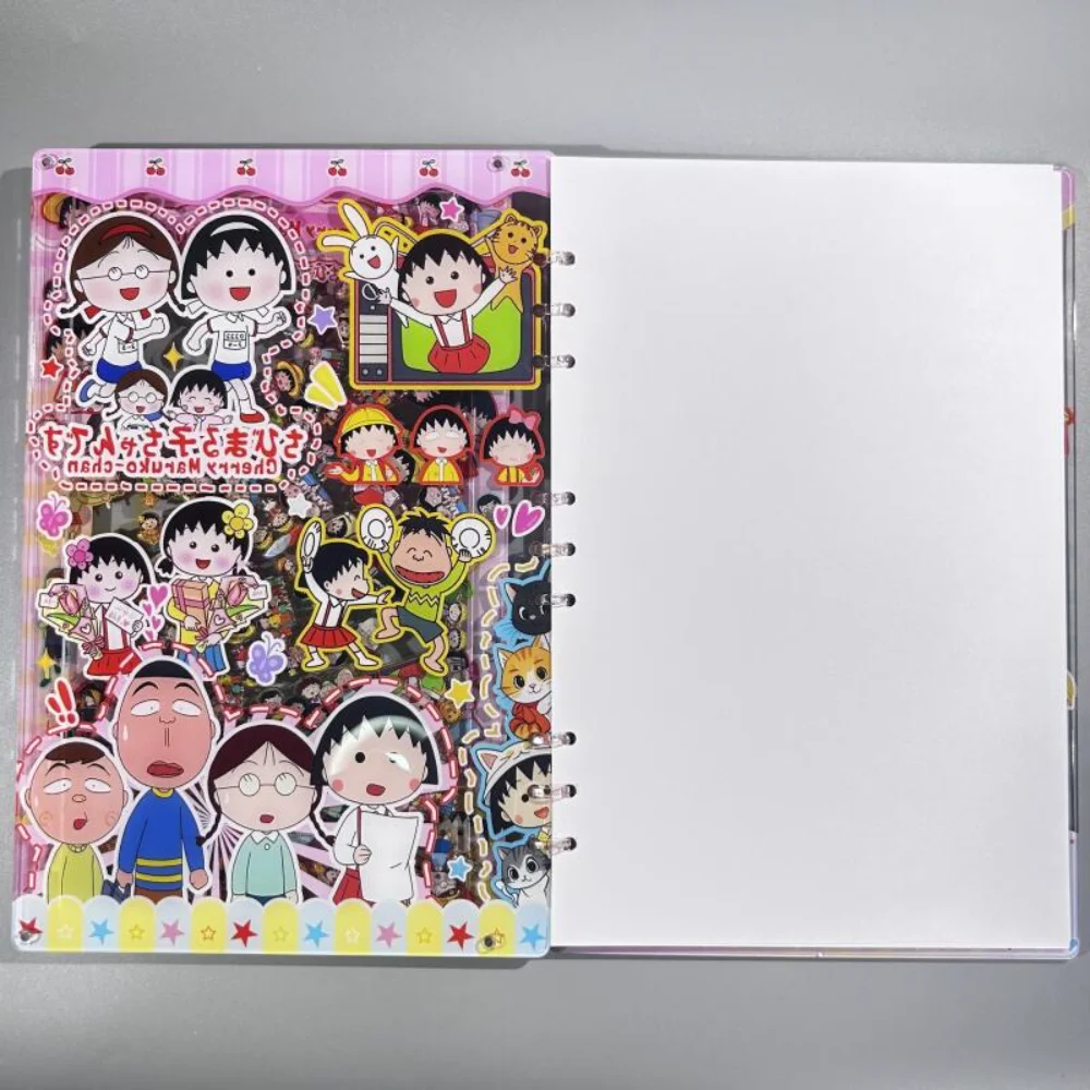 Cute Chibi Maruko-Chan Cartoon Anime A7 Acrylic Shaking Fun Loose-Leaf Notebook Replaceable Inner Pages Student Guestbook Gifts