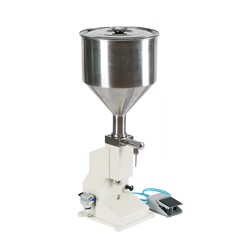 A02 Small Pneumatic 5-50ml Paste Filling Machine for Ketchup Mustard Sauce Peanut Butter Sesame Oil Honey Gel-10L Hopper