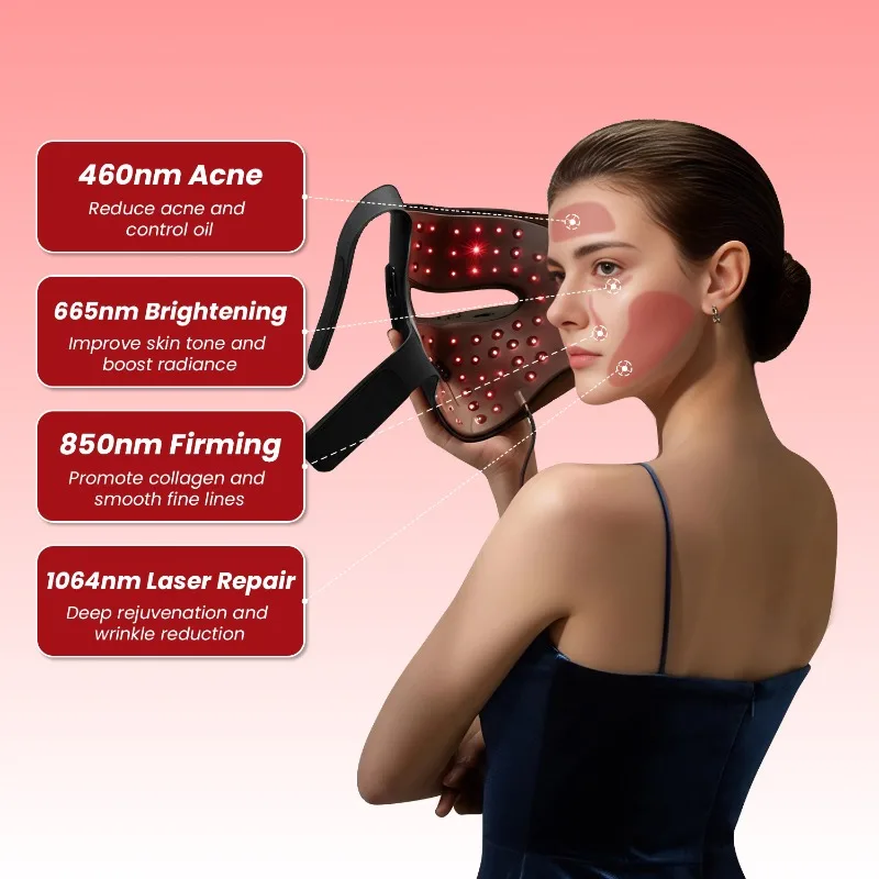 Wireless 4D Red Light Therapy LED Facial Mask Skin Rejuvenation Skin Care Salon Home Use Facial Beauty Device
