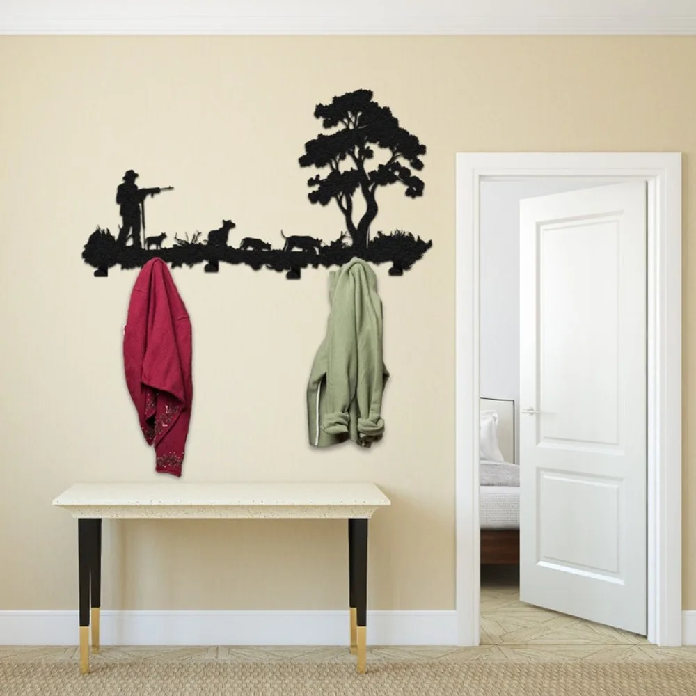 1pc Metal Coat Rack with Large Rifle Hooks, Wall Decor for Entryway