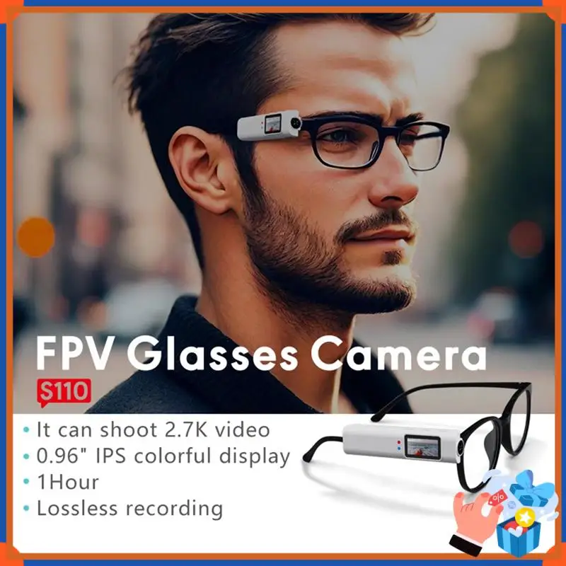 

Compact Glasses Camera Video Camcorder 2.7K HD FPV Camera 110°Wide Angle Lens Anti-Shake Cycling Bicycle White
