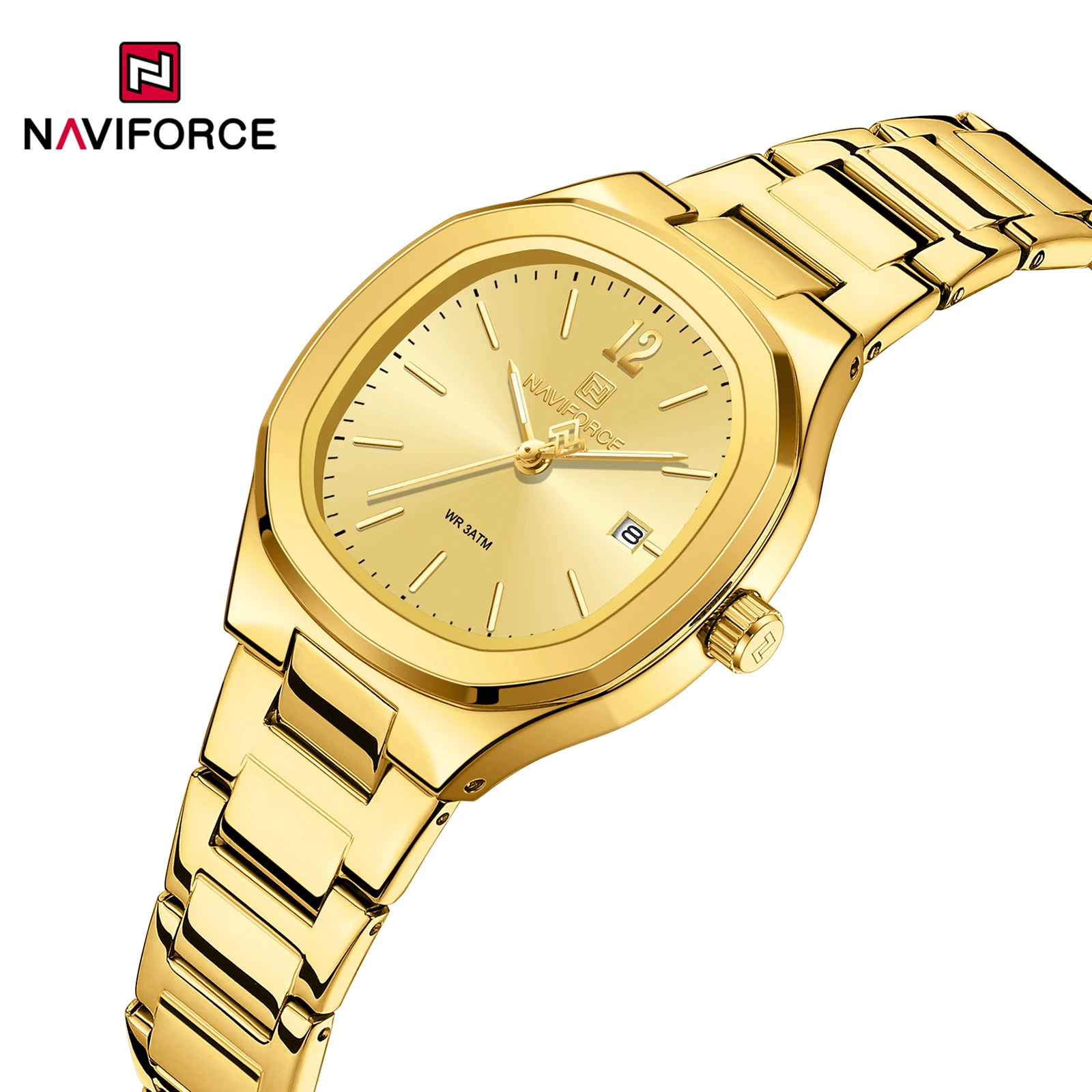 NAVIFORCE NF5072 Elegant Ladies Quartz Watches Luminous Hands Date Display Stainless Steel Strap Watches for Woman