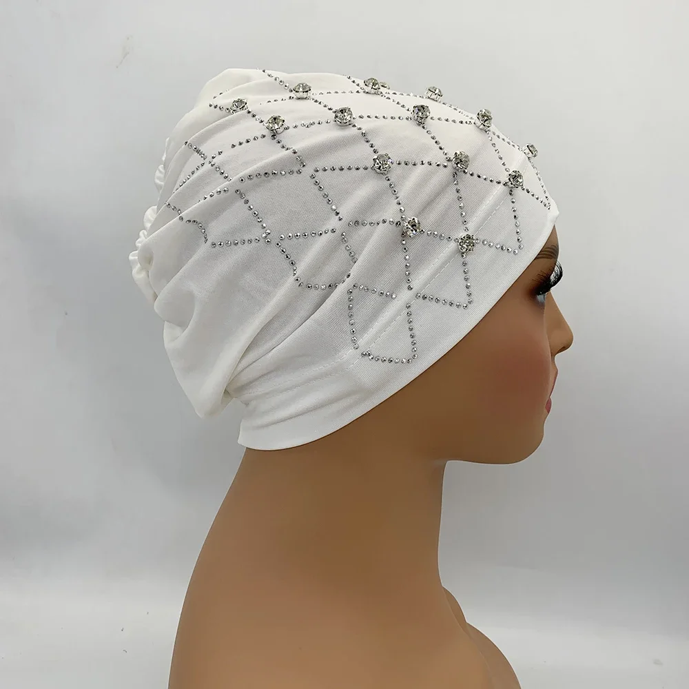 Muslim Inner Hijabs Islam Under Scarf Cap Stretchy Headscarf Bonnet Turbante Mujer Rhinestone Head Wraps for Ramadan Women