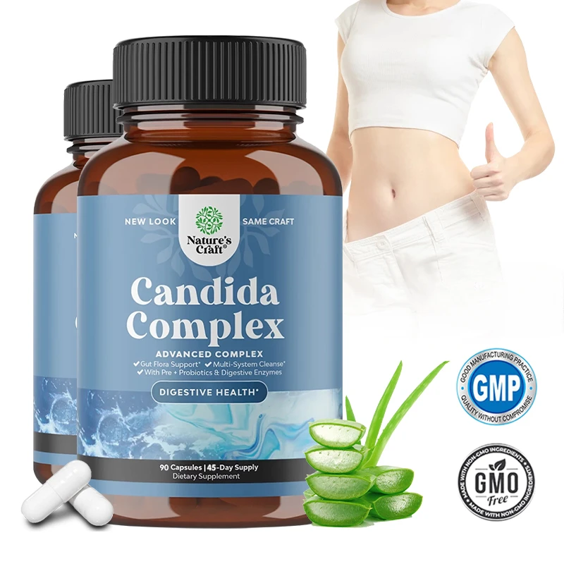 Candida Complex with Digestive Enzymes - Candida Support Complex 90 Capsules - Probiotics Better Digestive Enzymes Bowel Cleanse