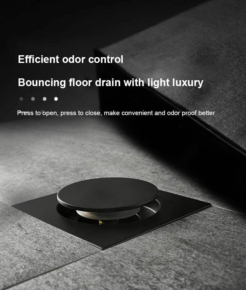 Bouncing Floor Drain Square Pop Up Floor Drain-Floor Cover Shower Room Push Down Drain Plug Anti-odor Bath Shower Drain