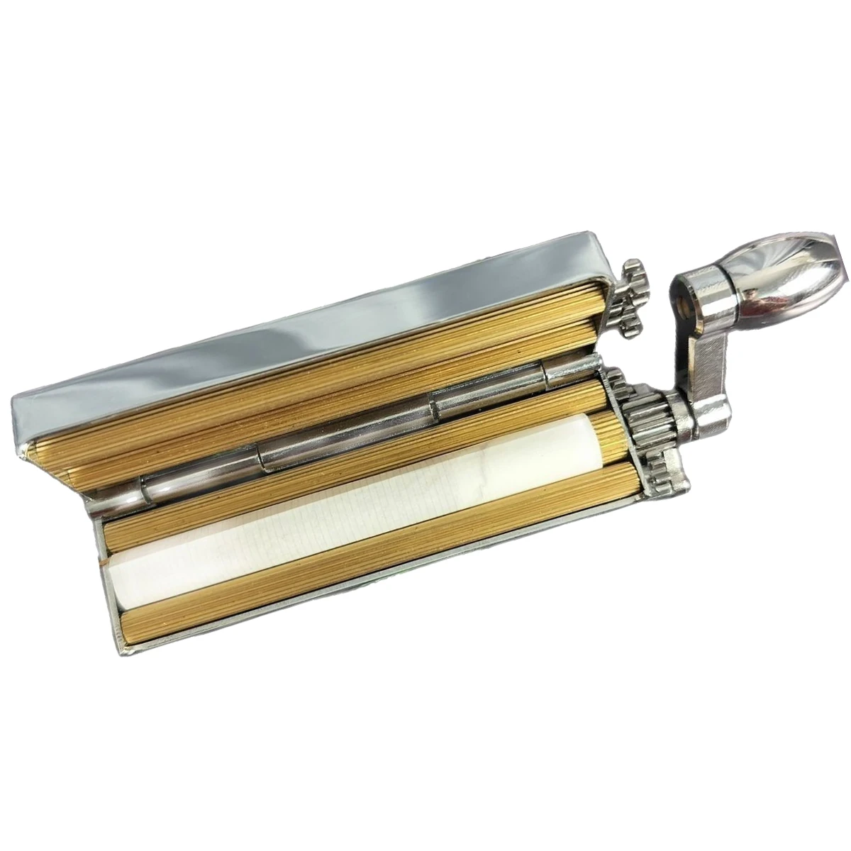 Thick Brass Tobacco Cigarette Maker Chrome Plated Cigarette Roller Machine Handmade Rare Smoking Accessories 70mm Length