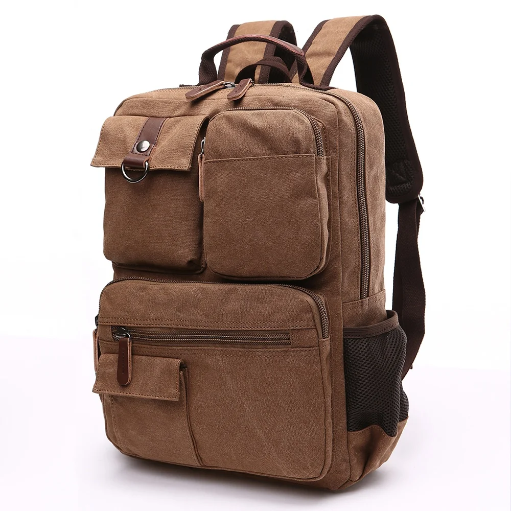 

New Men Canvas Backpack Shoulder Bag Students Leisure Bag Computer Bag School Mochila Teenagers 15inch Laptop Rucksack