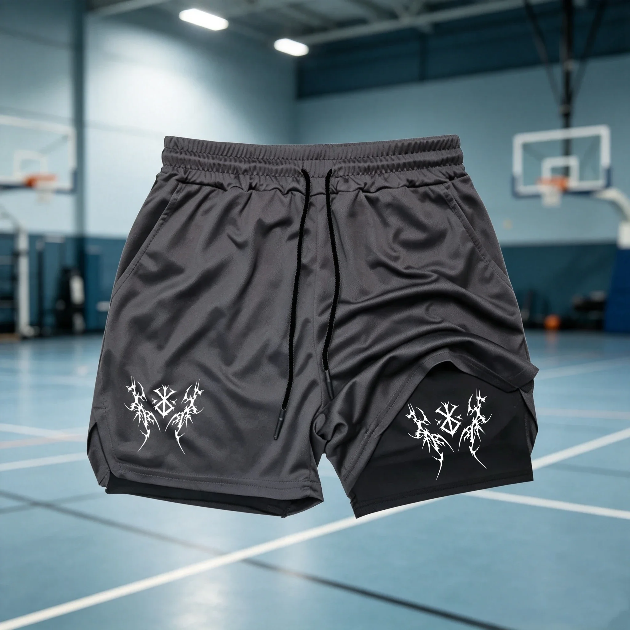 Exquisite Performance Shorts Men 2 in 1 Running Compression Shorts Breathable Training Sportswear Workout Shorts with Pockets