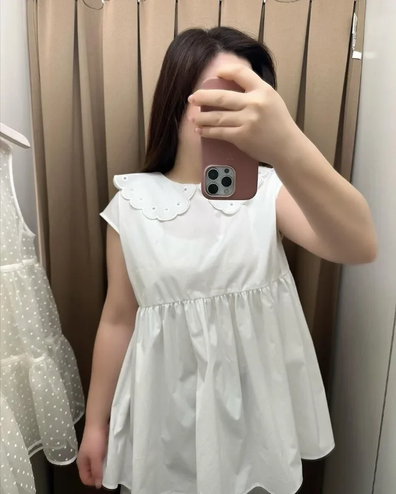 Japanese Ruffled Blusas Peter Pan Collar Shirts & Blouses Casual Camisas Sweet Chic Hem Ropa Mujer 2026 Summer New Tops