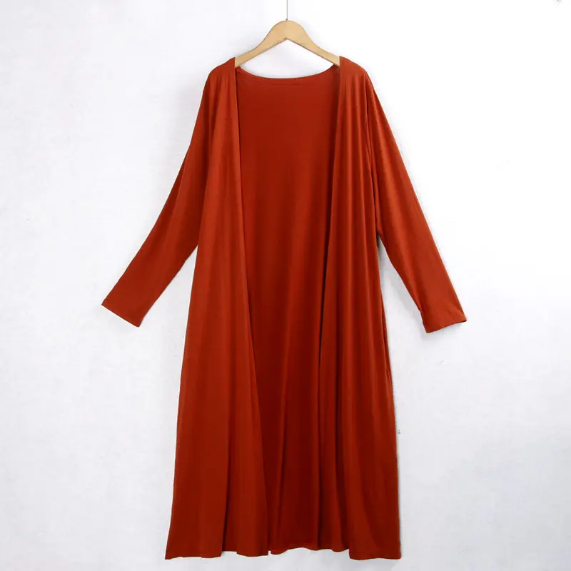 

Long Open Cardigan Coat Cotton Breathable Pure Color Asymmetrical Hem Knitted Sweater Spring Summer New Sle plus Size Women...