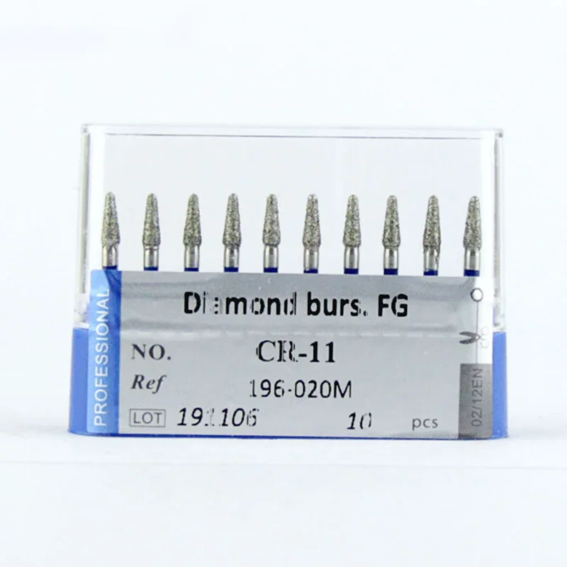 10pcs Lodden Diamond Burs FG RA Drill High Speed Stomatology Department Dentistry Dental Lab Grinding Tools CR-11 DI-41 SO-20