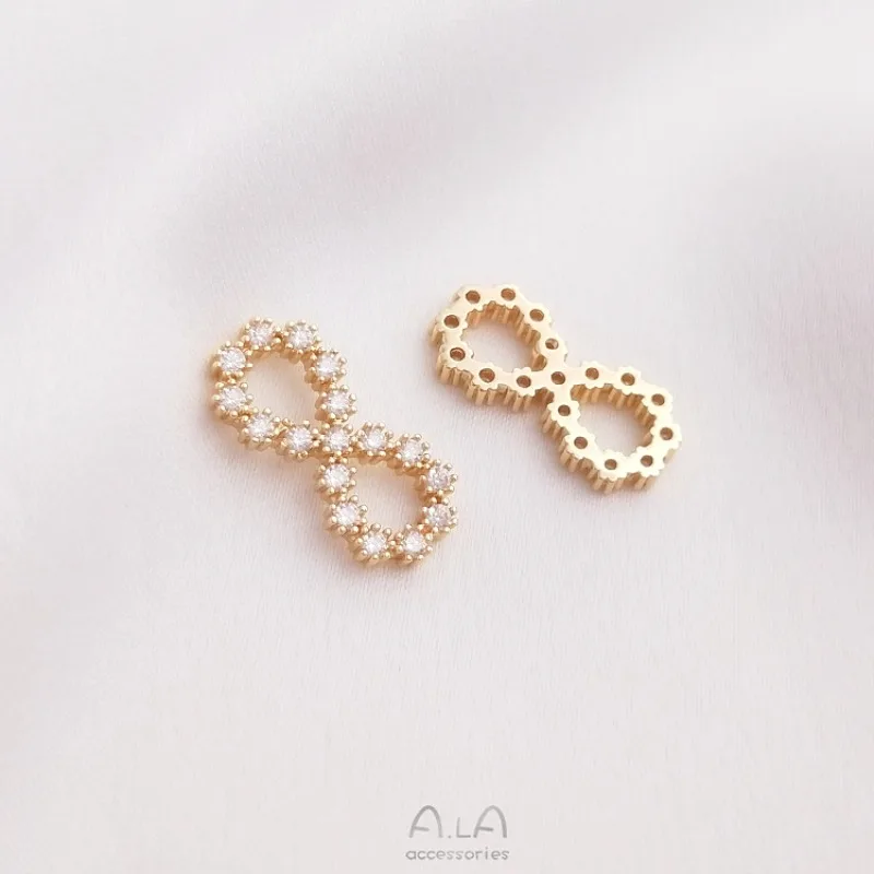 14K Gold Color Zircon Inlaid Infinity Love & Figure 8 Pendant, Handmade DIY Accessories for Bracelet, Earrings & Necklace Jewelr