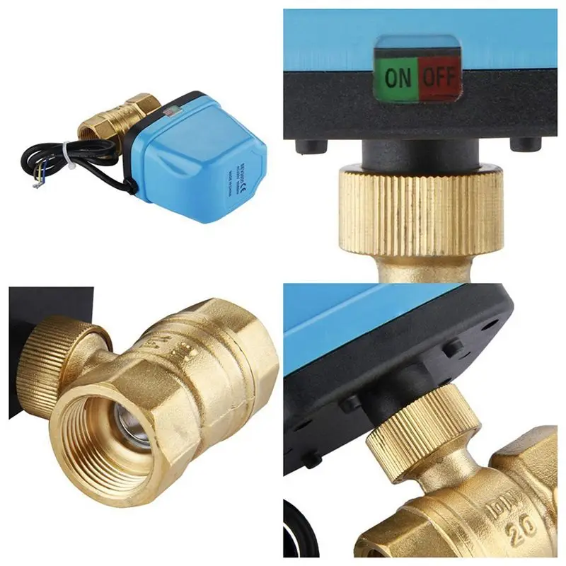 DT17 3X DN20 3/4 Inch 2-Way Motorized Ball Valve 220V with LED, Electric Zone Valve for HVAC Water Control