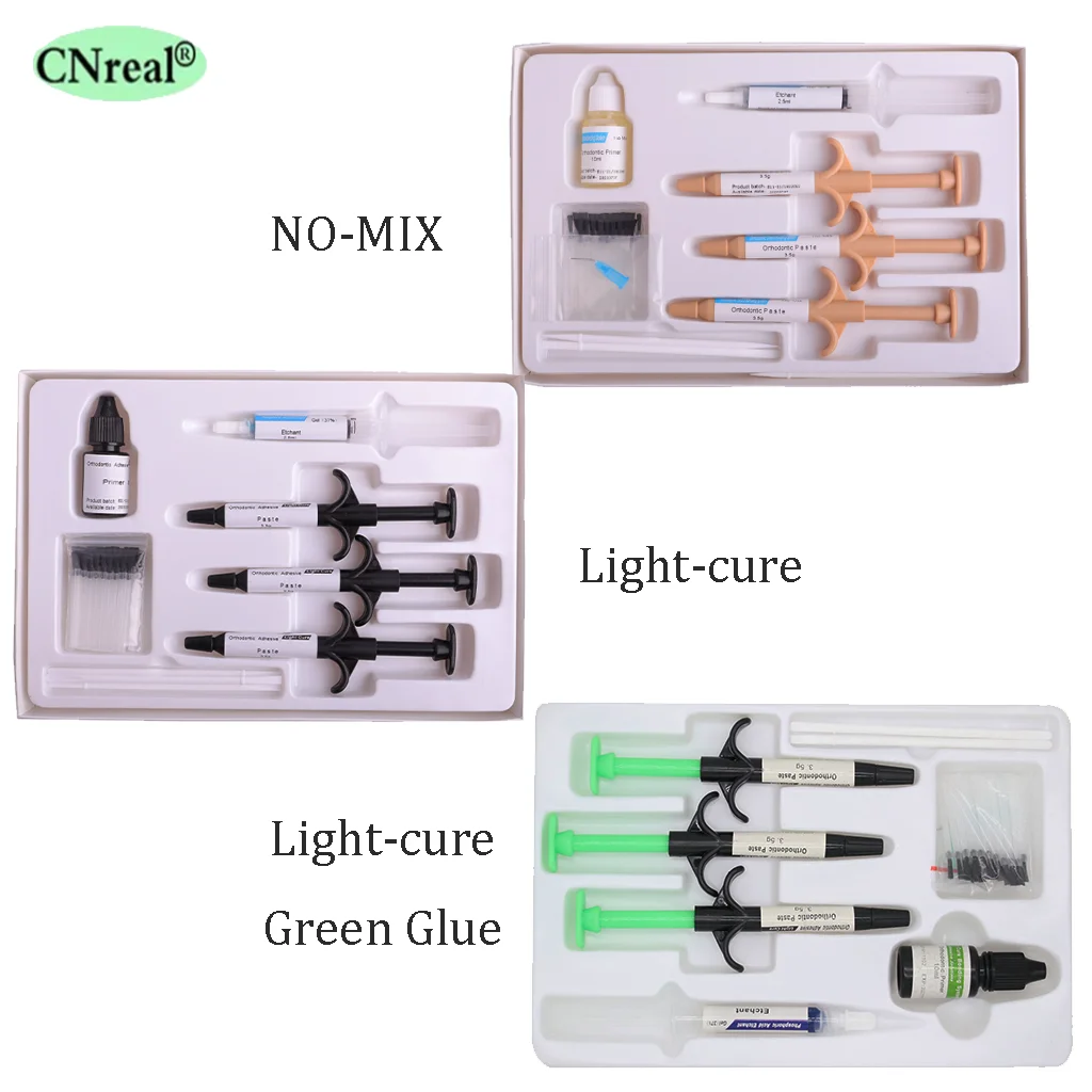 1Set Orthodontic Adhesive Paste Dental Composite Resin Light Cure Glue 3.5g Direct Bonding System With Syringes Tips For Bracket