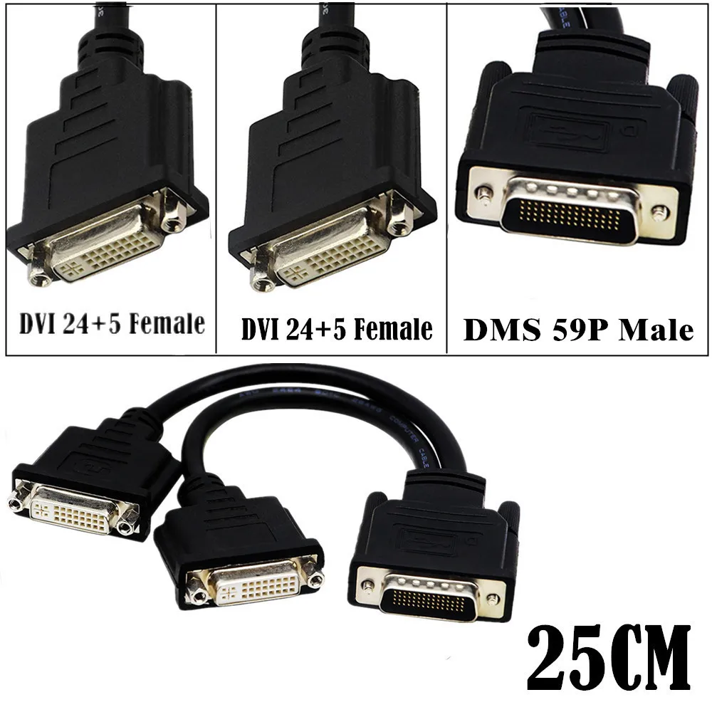 

DMS 59Pin Male to 2 VGA DVI Displayport HDMI-Compatible Female Splitter Extension Cable Adapter for graphics card HDMI Monitor