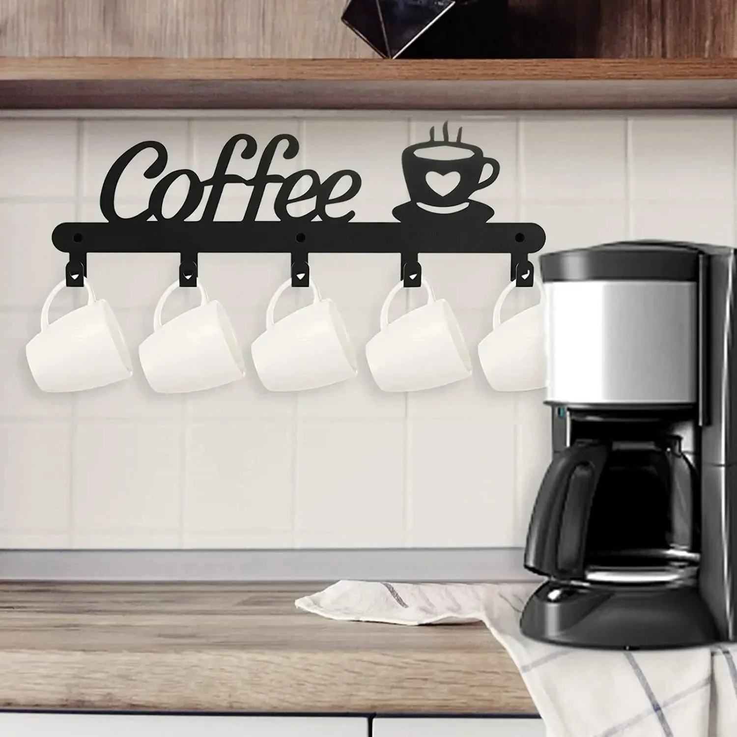 

Ddpnkl Coffee Mug Holder Wall Mounted, Metal Coffee Mug Rack for Wall, Coffee Cup Rack wall hooks，coat hooks，coat hanger1PC