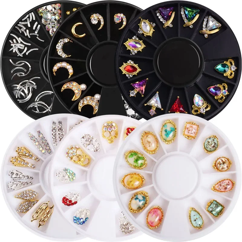 

Mixed Color 3D Nail Art Decoration Wheel Chameleon Rhinestones Alloy Jewelry Parts for Nail Accessories