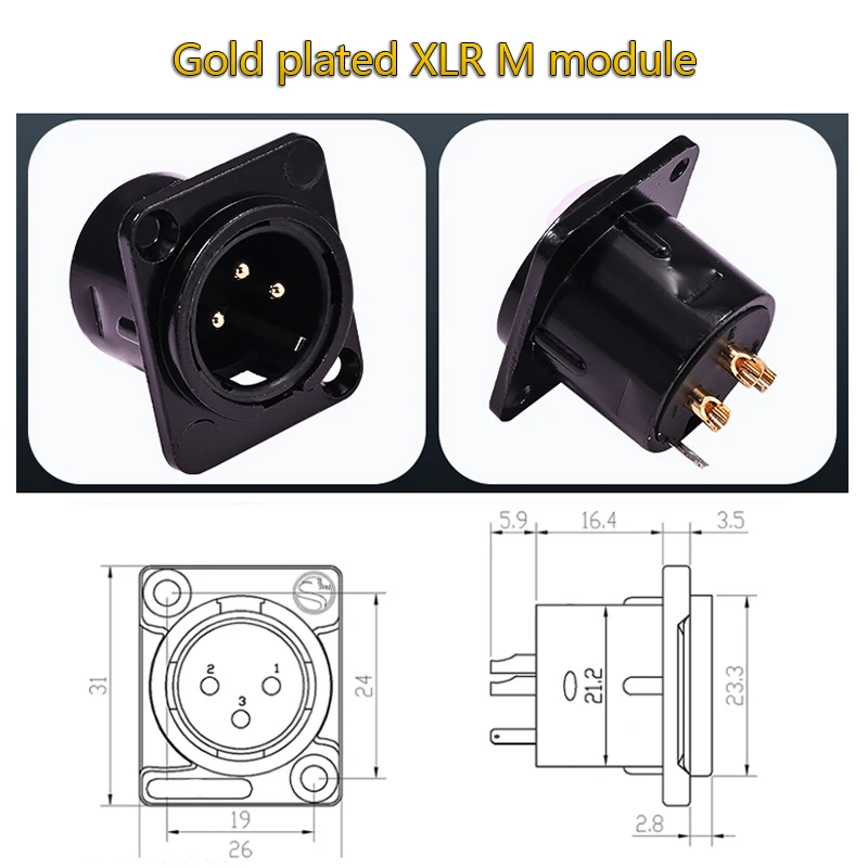 SOYIRI  XLR Male and female socket speaker F seat module waterproof dust-proof gold-plated XLR F seat information panel socket