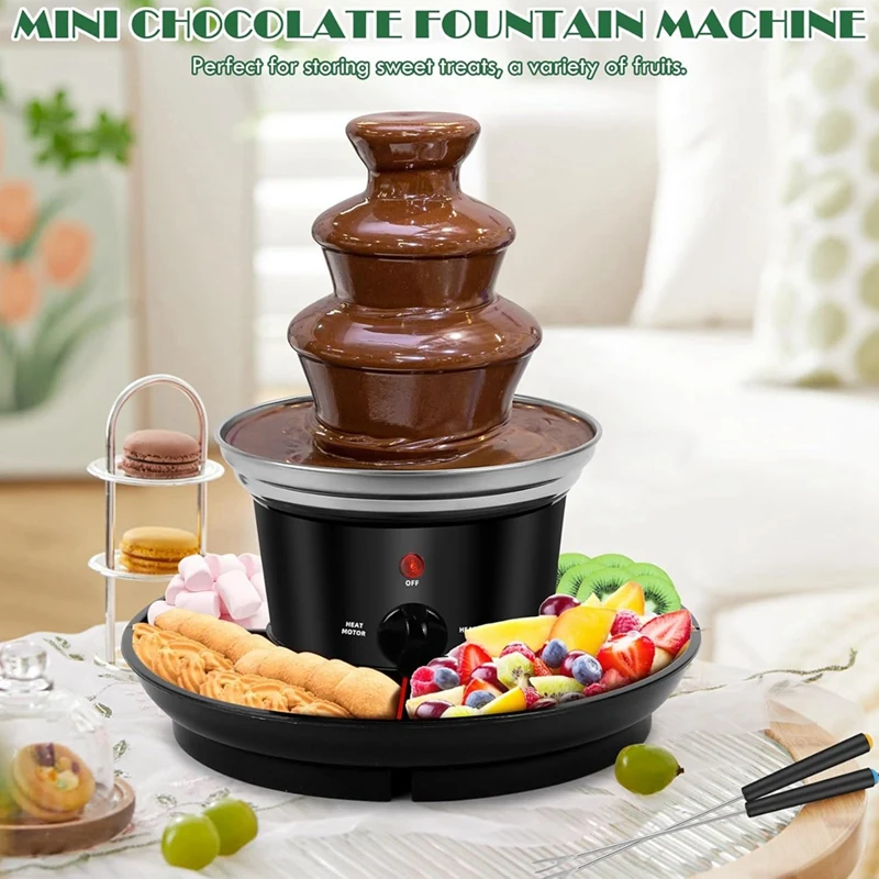 Three Layer Chocolate Fountain Machine Electirc Chocolate Fondue Set Detachable Mini Nostalgia Melting