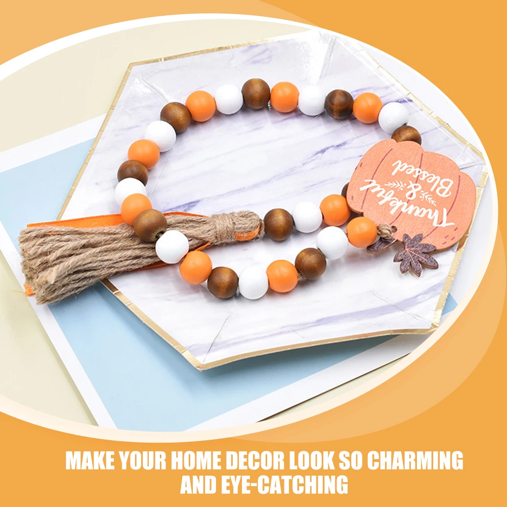 

Pumpkin Hanging Tags Fall Wood Beads Garland Decorative Rustic Wall Decor Home Decoration Wooden Ornament DIY Accessories
