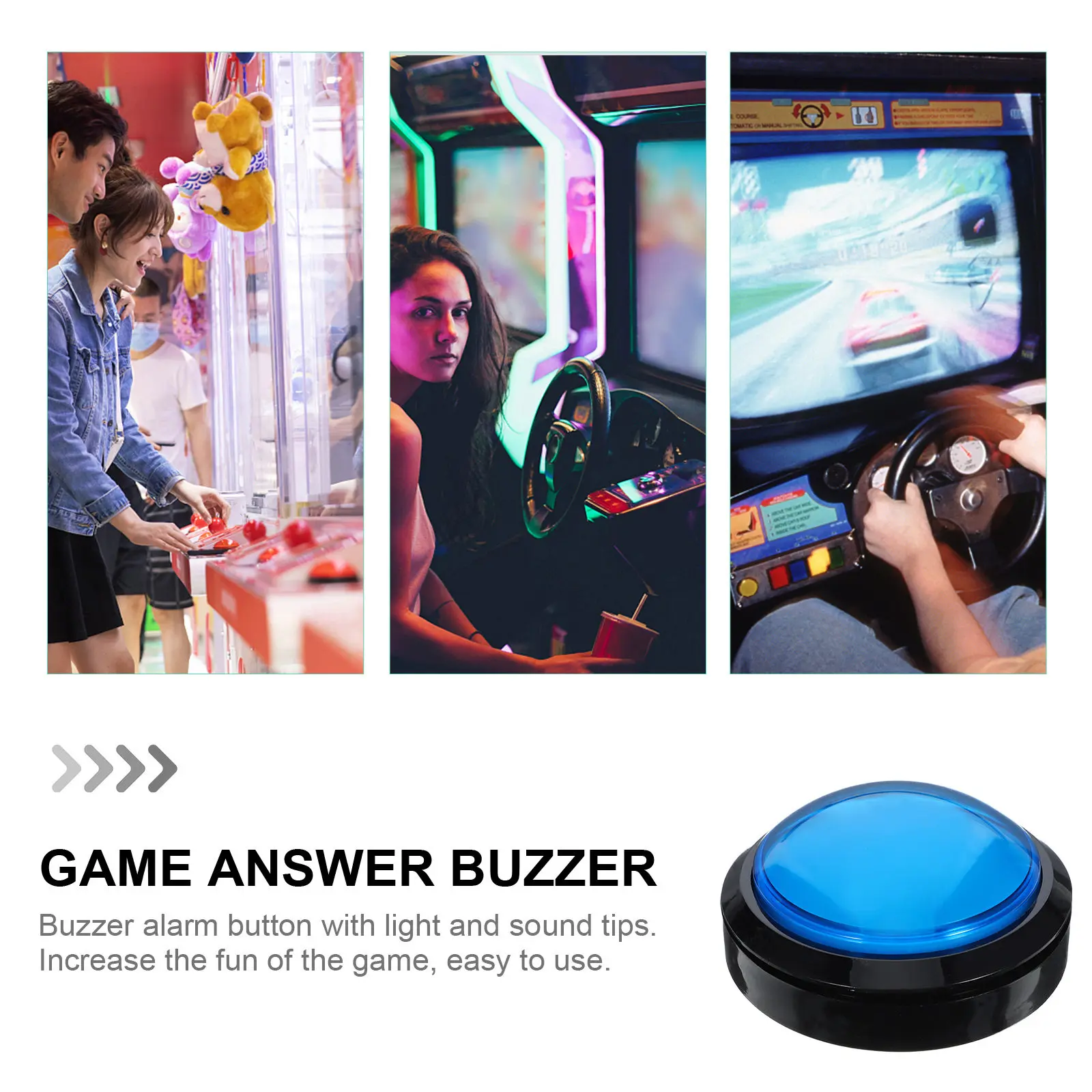 Game Answer Buzzer Electronic Responder Blue Big Light Sound Fun Competition Responder Challenge Button view 2