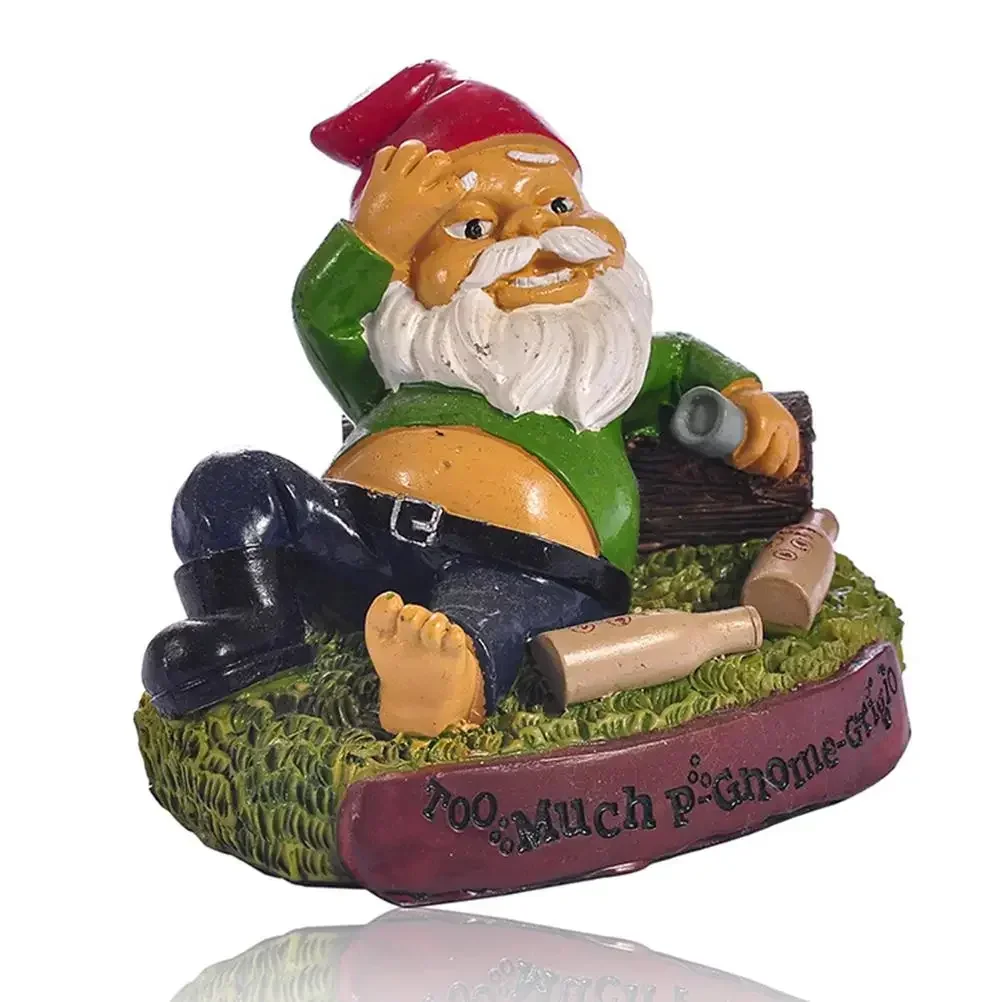 1pcs Funny Drunk Gnomes Miniature Ornaments Mini Dwarf Lie Down Statues Garden For Planter Flower Pot Decoration Accessories