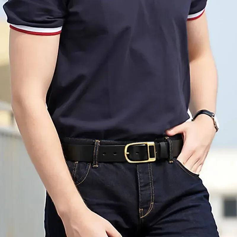 Cuoio genuino per gli uomini di alta qualità fibbia jeans cowskin cinture casual affari cowboy cintura maschile stilista 2024nuovo