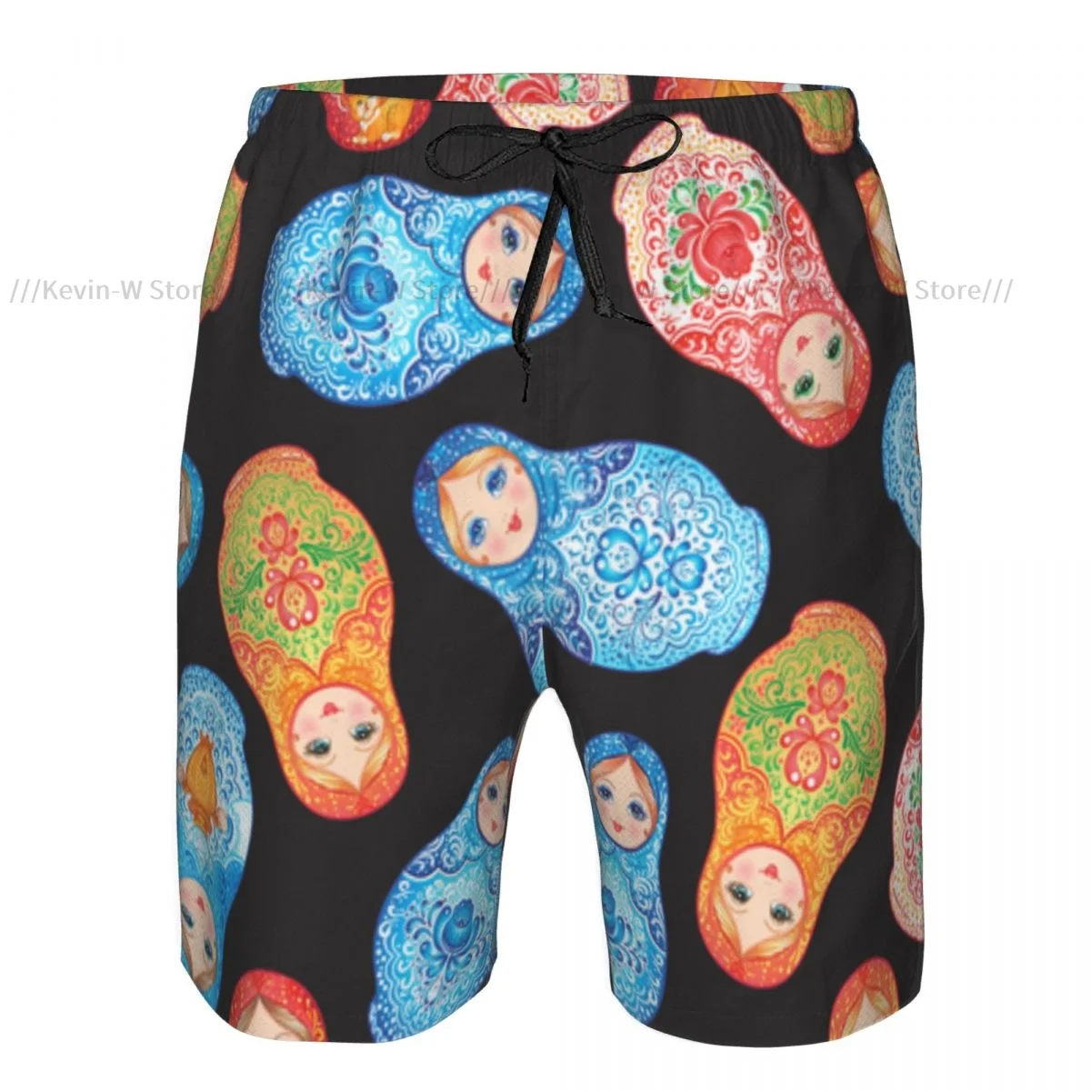 Quick Dry Summer Mens Swimwear Beach Board Short Briefs For Man Matryoshka Pattern Swimming Trunk Beachwear