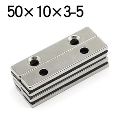 2/5/10/20 Pcs 50x10x3-5 MM Block NdFeB Neodymium Magnet N35 Super Powerful imanes Permanent Magnetic 50 x 10 x3 Hole 5