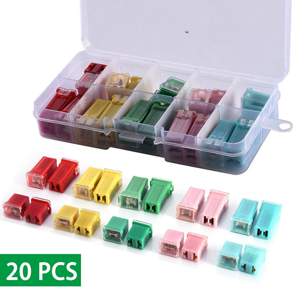 20pcs JCase  box shaped mini tall  Low car fuse combination kit square set car accessories, suitable for 20A 30A 40A 50A 60A