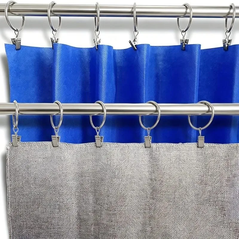 45 pcs 32mm Metal Curtain Hanger Rings with Easy Slide On Rod, ideal for Bathroom Shower Panels and Bedroom Window Curtains view 3