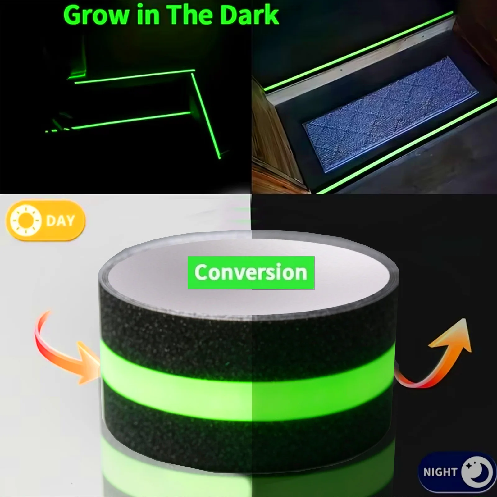 YITAPE Glow in the Dark Anti Slip Tape 5cm X 3M/5M Luminous Stair Grip Heavy Duty Waterproof Adhesive for Indoor Outdoor Steps