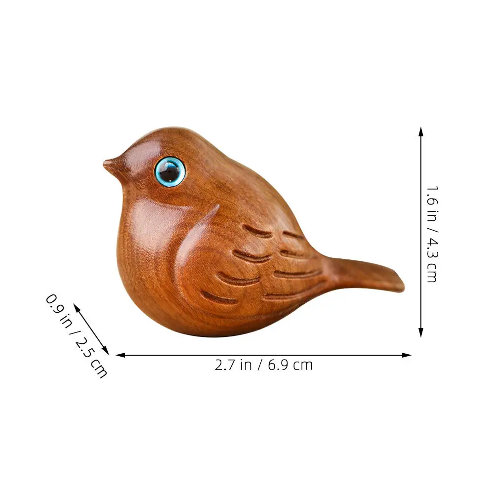 Exquisitely Carved Wooden Bird Ornament Natural Grain Texture Adorable Lifelike Design Multi Functional Desktop Animal Decor