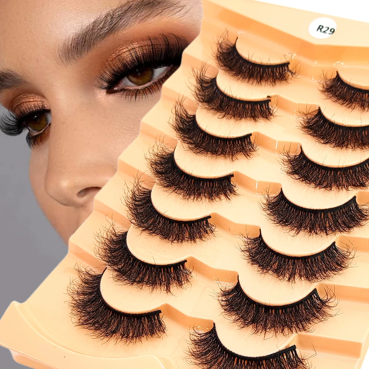 HBZGTLAD New 7 Double Eyelash Makeup Soft and Fluffy 3D Mink False Eyelash Soft and Full Thick Hand Rolled Mink False Eyelash Wh