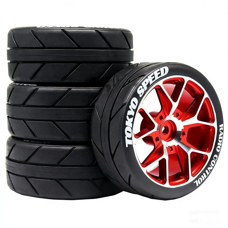 

65mm RC Car Tires & Wheels 12mm Hex Alloy Rims Durable Rubber for 1/10 Rally Racing Car Tamiya TT01/02 XV01 TA06 A959 PTG2