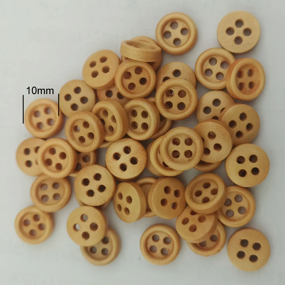 WBNWVE 50Pcs/Pack 4 Holes Multisizes 10MM-25MM Round Shirt Buttons Wooden DIY Scrapbooking Sewing Apparel Accessory