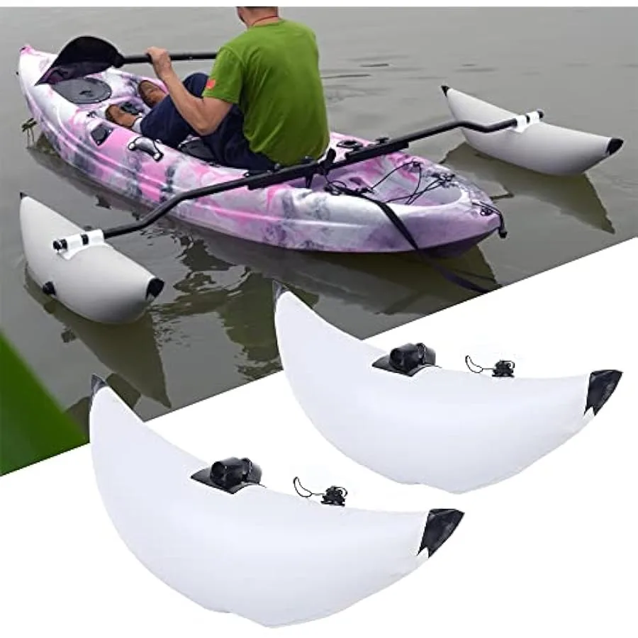 Boat Stabilizer White PVC Inflatable Outriggers Stabilizer with Adjustable Side Wings and Locking Sleeves for Kayak Canoe Boat