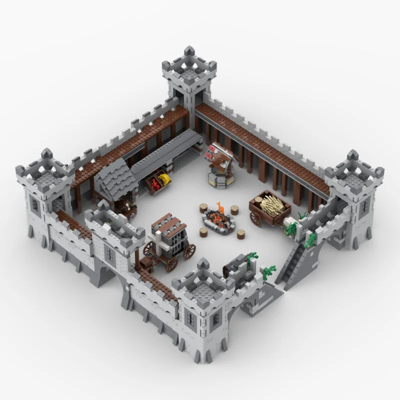 Medieval Castle Building Blocks Wall Carriage Bulletin Board Indicator Selling Stall Soldier Figures Mini Bricks Children Gifts