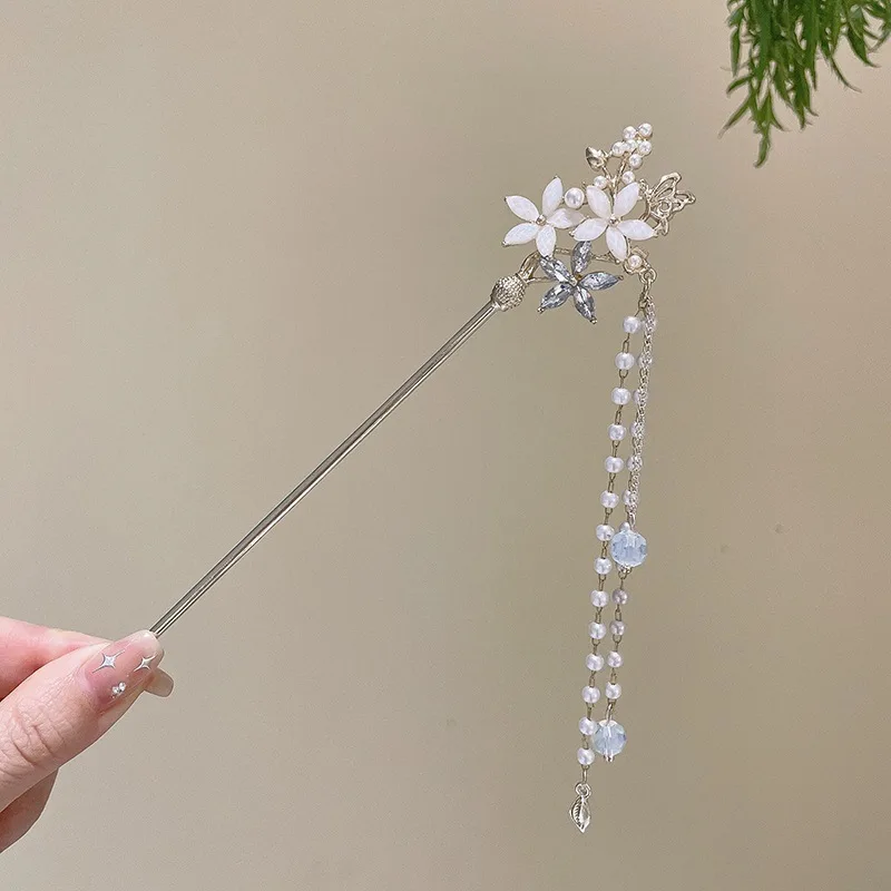

Elegant Chinese Style Hair Stick Hair Clip Bun Tassel Hairpin Traditional Floral Design Hairstyle Women Jewelry Hair Accessories