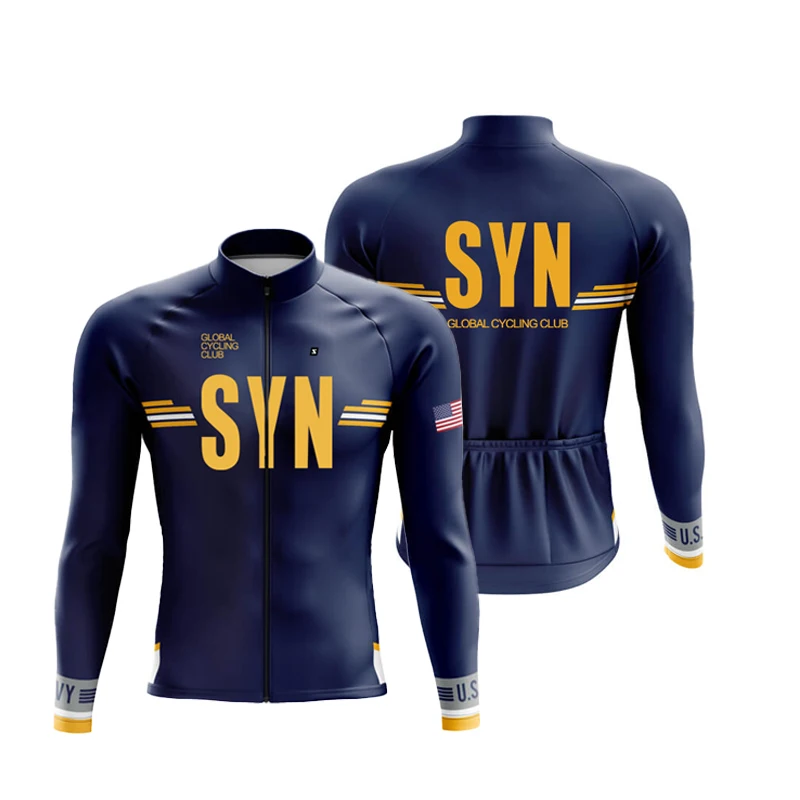 2026 SYN بدلة ركوب الدراجات مجموعة الخريف والشتاء بدلة ركوب الدراجات الرجال طويلة الأكمام الدراجات جيرسي الطريق الدراجات قميص رياضي ركوب الدراجات مريلة #2